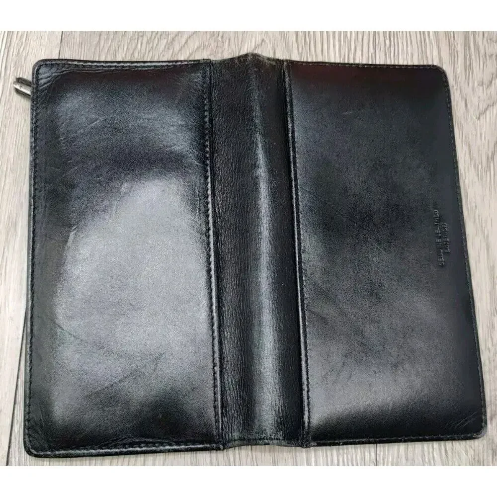 Leather Wallet‎ Women Buxton Black Vintage Top Grain Cowhide Snap Closure